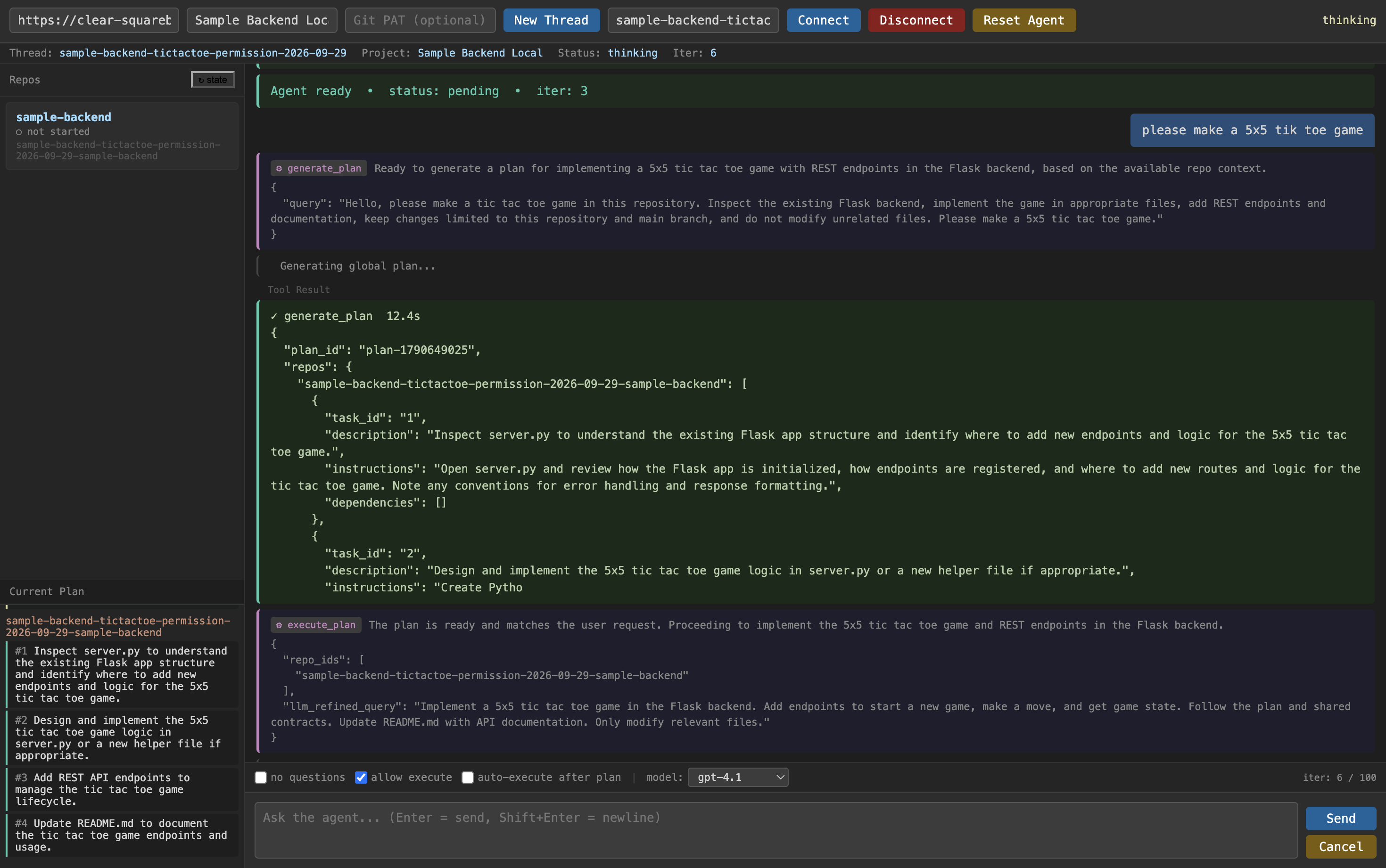 CloudForge agent planning a change in a repository